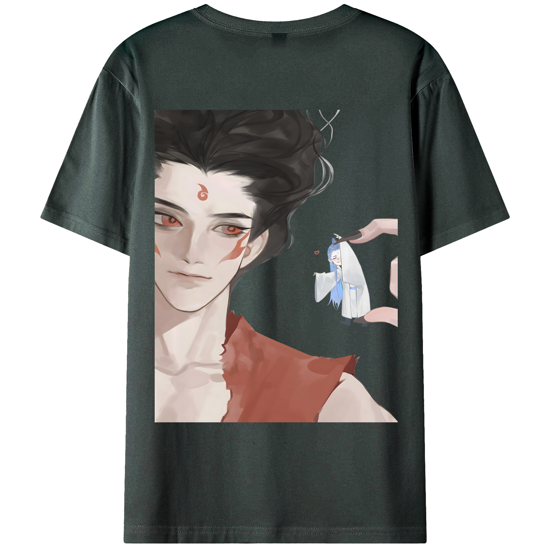 （画像用） Ne Zha 2 ナタ 魔童の大暴れ 綿100％ メンズ半袖Tシャツ（バックプリント） 通気性